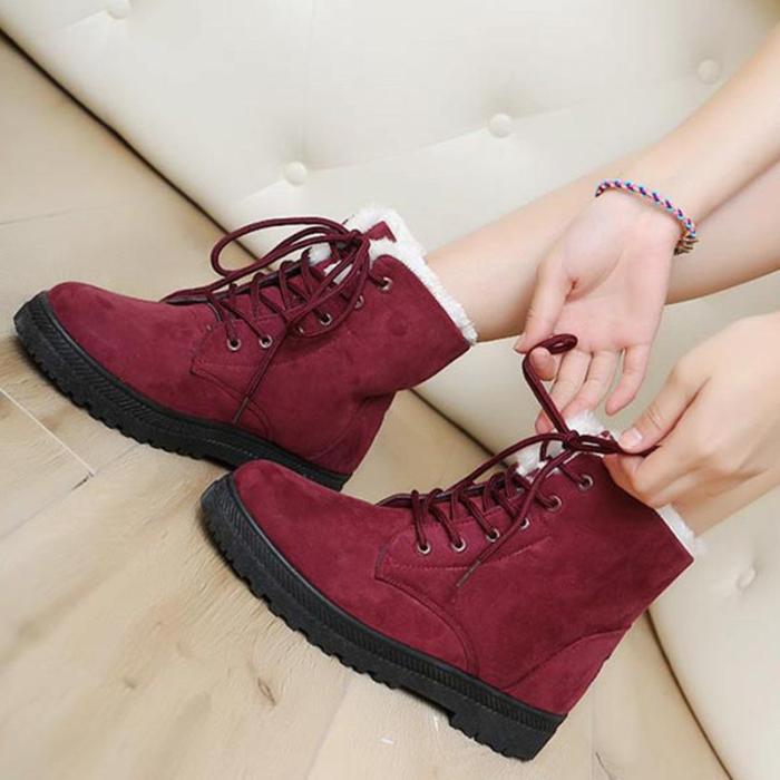 Lace Up Red Women's Slip-On Suede Boots