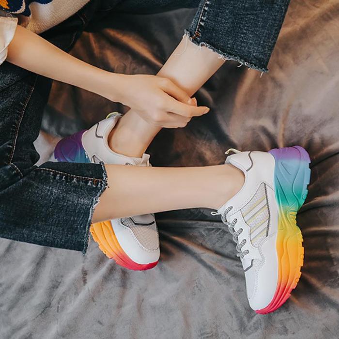 Color Bottom Women Platform Casual Sneakers