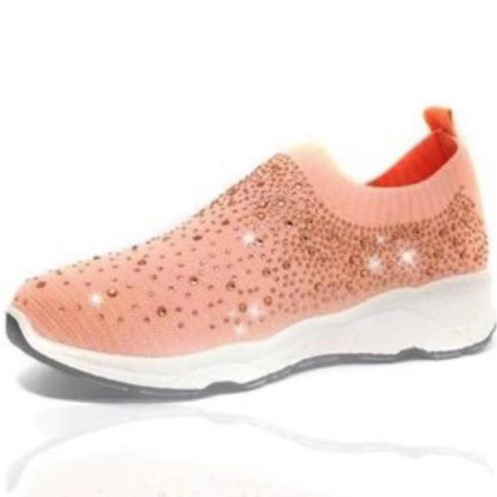 Women's European And American Fashion Rhinestone Stretch Cloth Solid Color Casual Shoes
