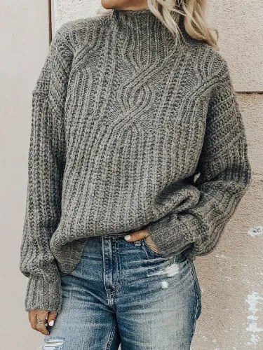 Casual Plus Size Turtleneck Sweater Pullover