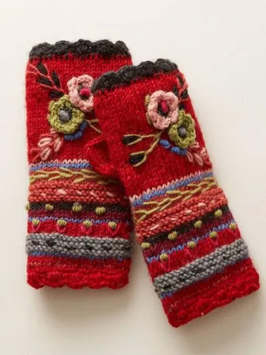 Orange Red Sexy Tribal Knitted Gloves & Mittens
