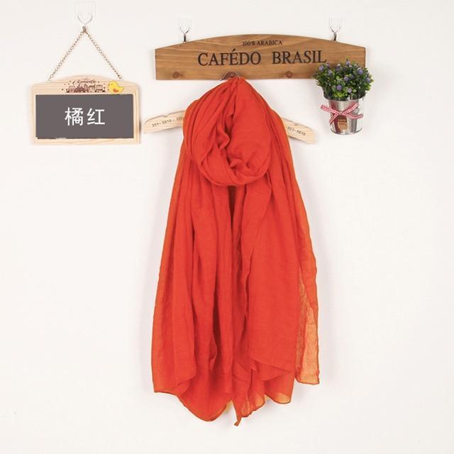 Women Soft light Warm Linen Cotton Wine Red Scarfs