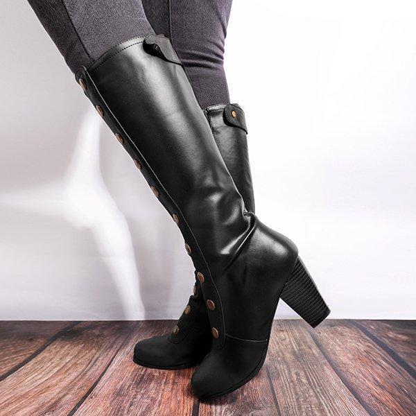 Women Vintage Artificial Leather Boots Retro Cosplay High Martin Boots
