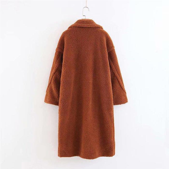 Fashion Lapel Pocket Long Sleeve Polar Fleece Coats