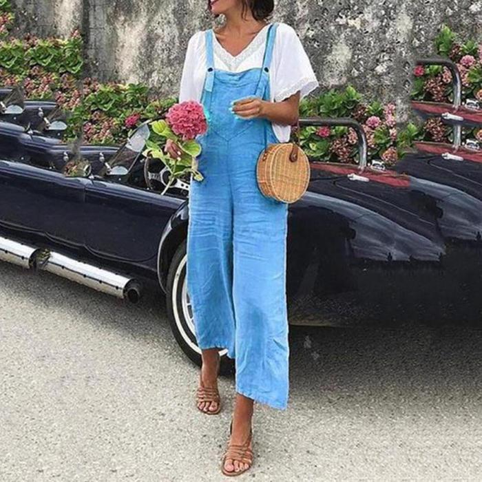 Linen Casual Fashion Strap Jumpsuit