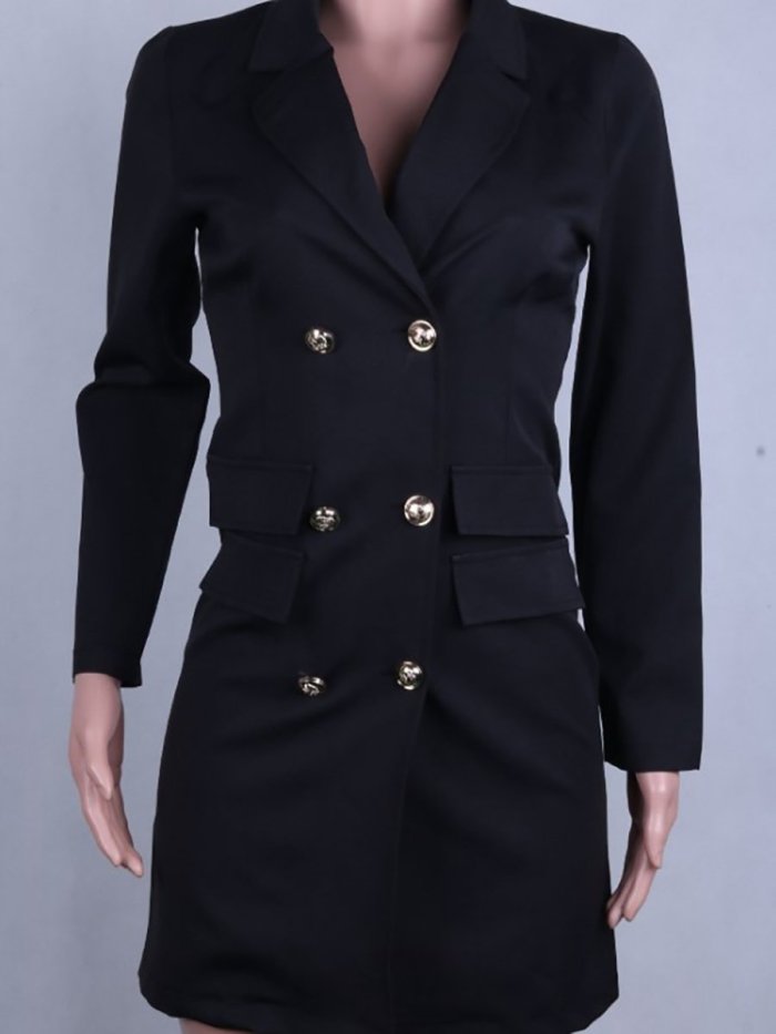 Fold-Over Collar  Double Breasted Flap Pocket  Two Way Coats