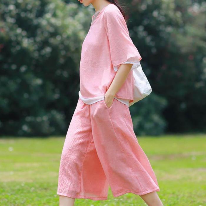 Leisure Loose Elegant Double Wide Leg Trousers