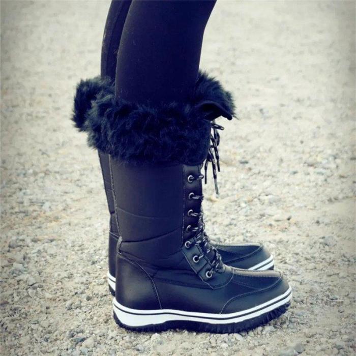Women Winter Comfy Lace Up Mid-Calf Boots