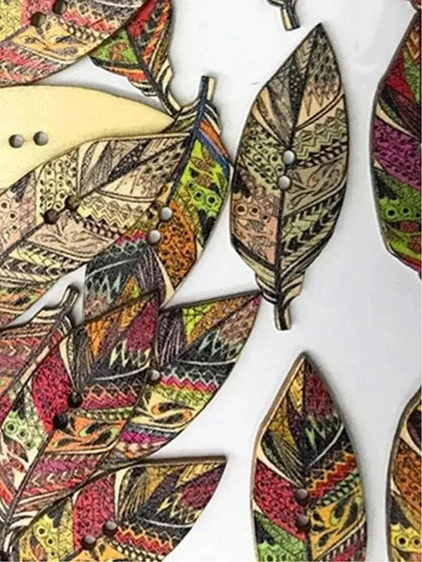 Vintage Feather Pattern Sewing Buttons
