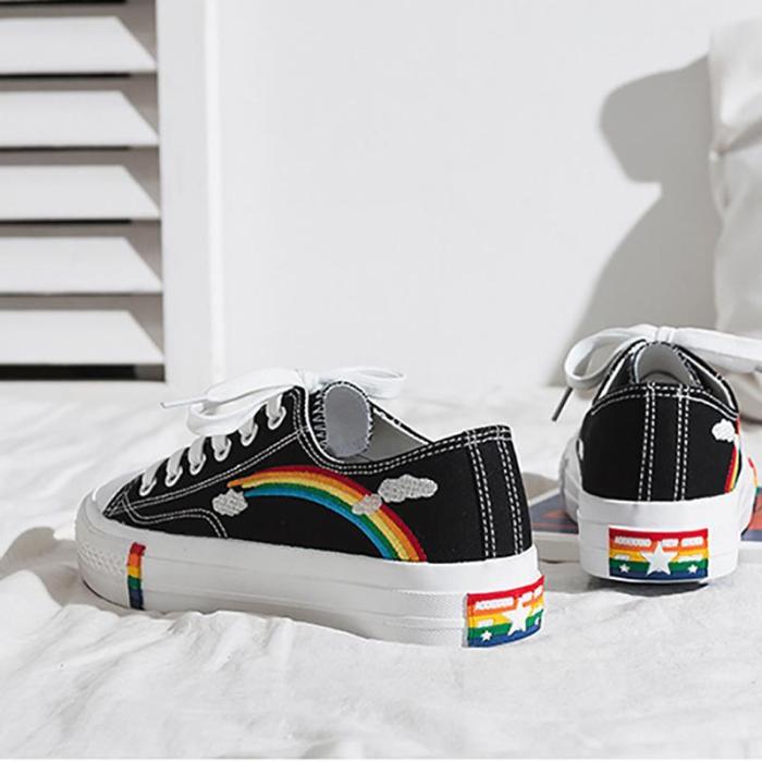 Korean Version Of Rainbow Canvas Shoes