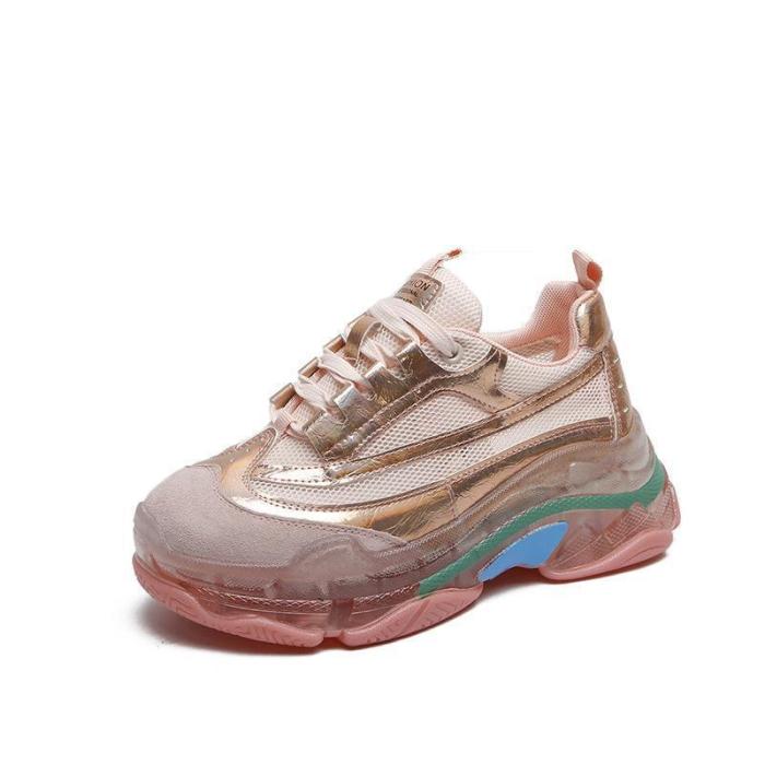 Thick-Soled Crystal Jelly Women Colouring Sneakers