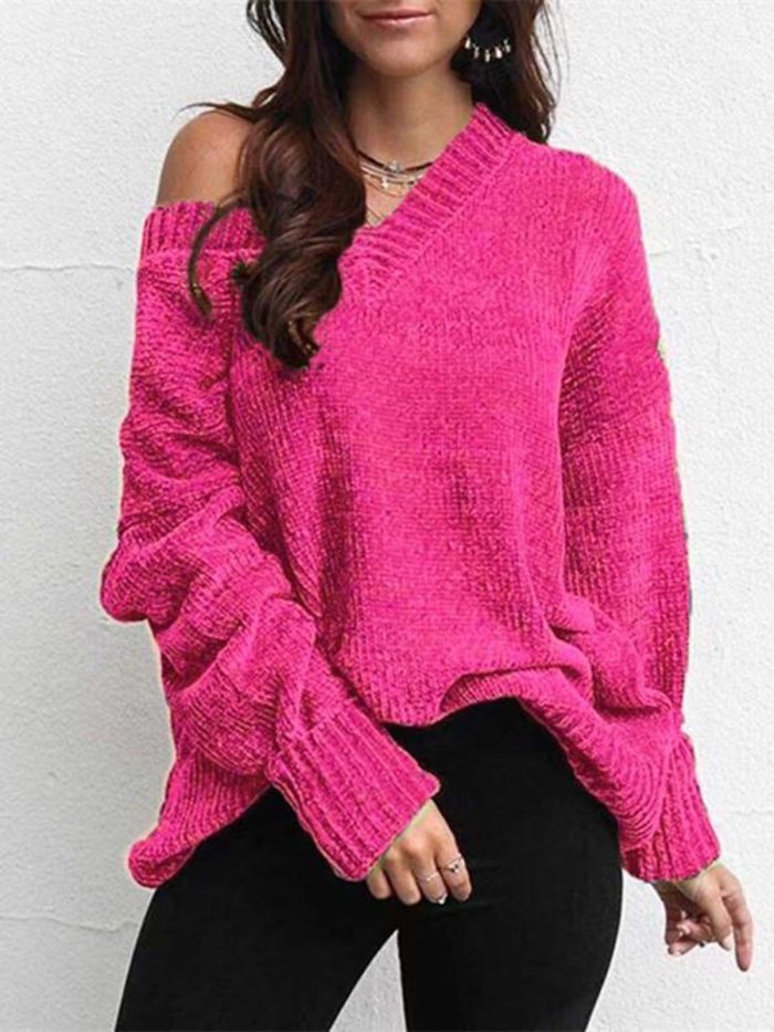 Vintage Long Sleeve V Neck Sweaters