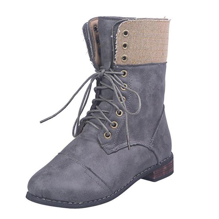 Womens Lace Up Mid-Calf Winter Boots