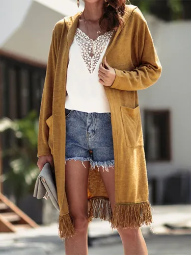 Medium-Length Hooded Cardigan
