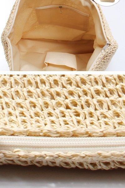 Women's Casual Banana Print Woven Straw Tote Bag