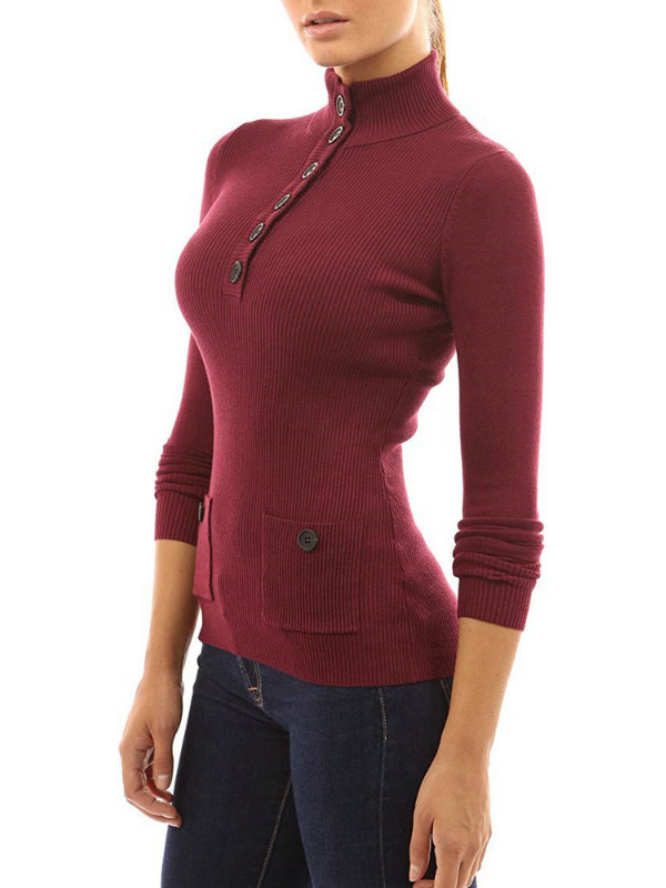 Buttoned Long Sleeve Appliqued Bodycon Sweaters