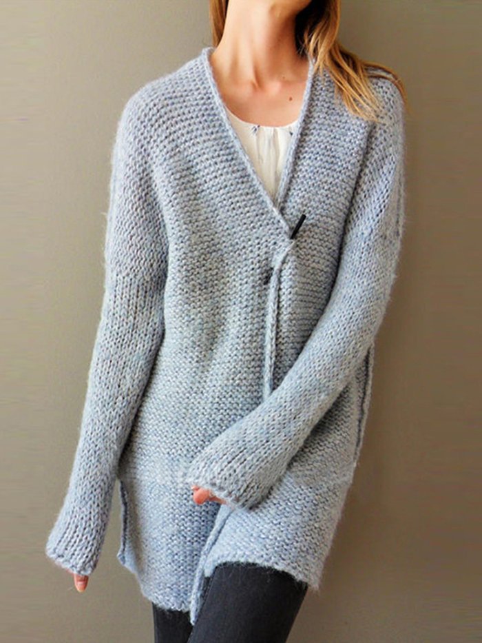 Buttoned Long Sleeve Casual Sweaters Fleece Cardigans