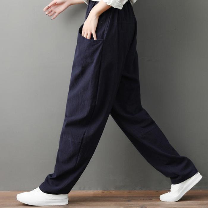 Leisure Pure Color Loose Trousers
