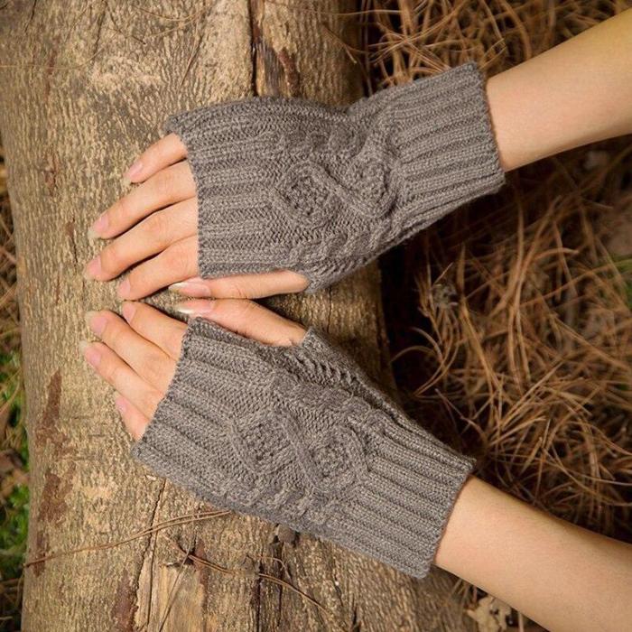 Warmer Solid Color Half-finger Wrist Gloves Accessories