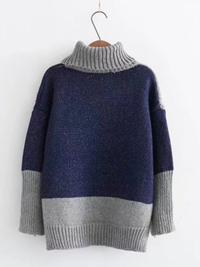 Turtle Neck Knitted Casual Sweater