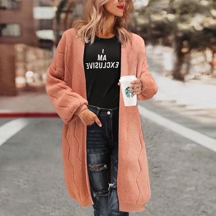 Lantern Sleeve Cardigan Loose Knitted Sweater Coat