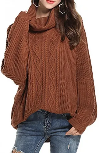 Sleeve-Necked Turtleneck Knit Sweater Loose Versatile Sweater