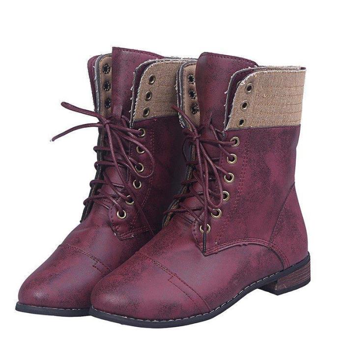 Womens Lace Up Mid-Calf Winter Boots