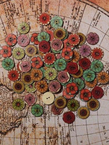 Vintage Colorful Printed Round Buttons