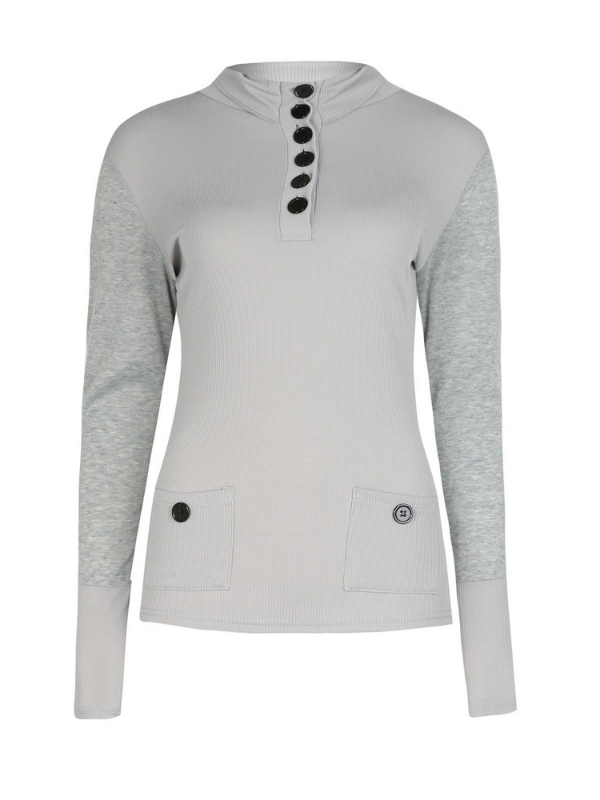 Buttoned Long Sleeve Appliqued Bodycon Sweaters