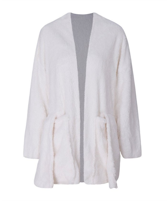 Fashion Splicing Long Fluffy Coat