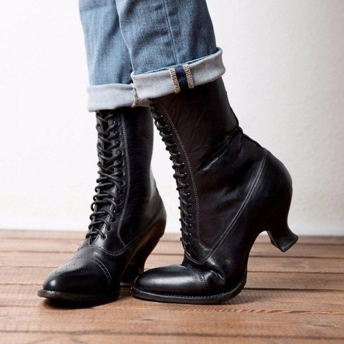 Stiletto Heel Spring/fall Lace-Up Boots