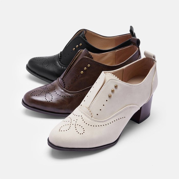 Vintage Slip On Booties Chunky Heel Pu Boots