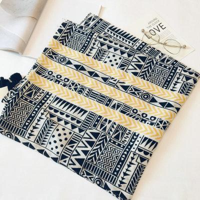 Cotton Linen Silk Animal Print Zebra Thin Head Scarf Shawl