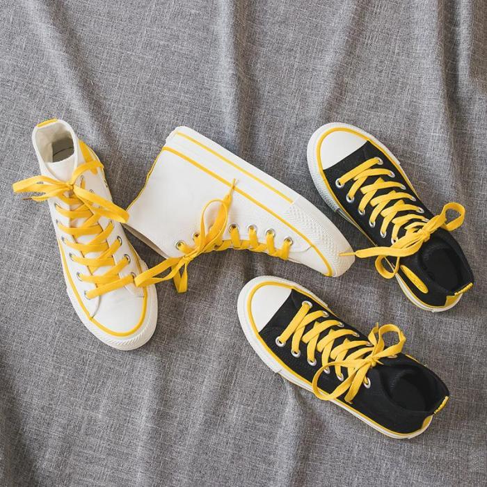 Women's Fashion Casual Solid Color High Canvas Sneakers