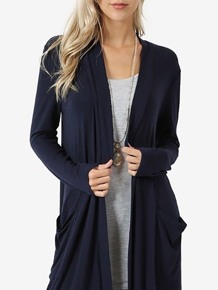 Solid Long Sleeve Basic Cardigan