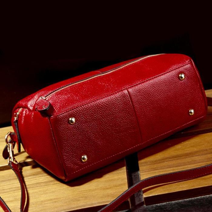 Cowhide Leather Elegant Women Multi Pockets Crossbody Bag For Women