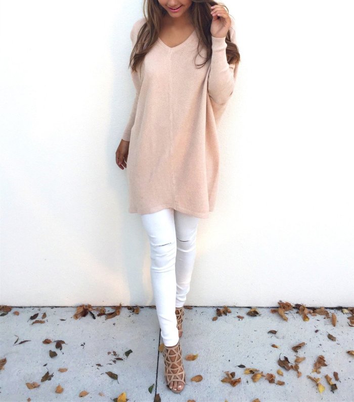 Loose Casual Pure Color Long-Sleeved Sweater
