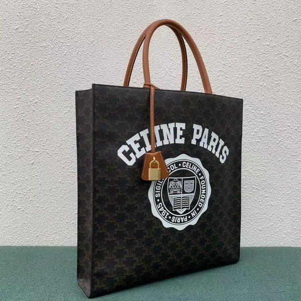 【原版皮】赛琳/Celine 老花系托特包，TRIOMPHE帆布混搭羊皮，整个包以凯旋门标志为主，包边以棕色为主围绕开口，焦糖棕色搭配老花添加了复古元素，款号：190172