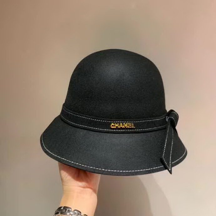 20冬季最新专柜款-Chanel2020秋冬新款羊毛礼帽，蝴蝶结盆帽，羊毛面料，高端定制