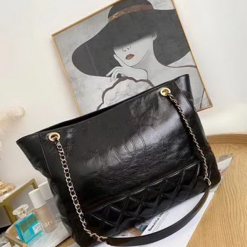 【原版皮】香奈儿/Chanel 购物袋，采用进口油腊牛皮，配顶级精美古铜金五金，非常高档新颖独特 ，休闲时尚，旅游购物最佳选择，款号：AS8345