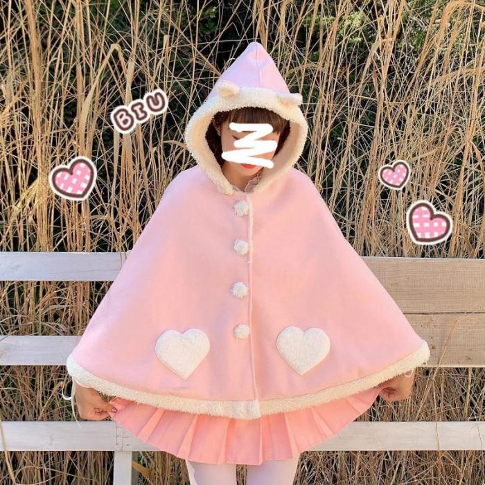 Cute Cat Ear Bat Sleeve Warm Lolita Cloak Coat SS0607