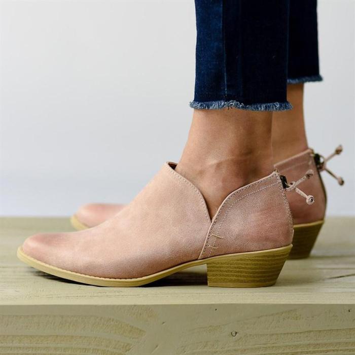 Plus Size Chunky Heel Short Boots Female Non-slip Cute Bootie