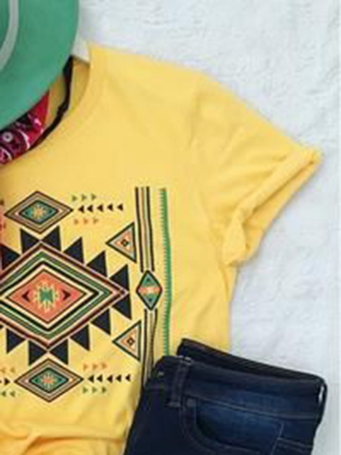 Yellow Short Sleeve Shift Shirts & Tops