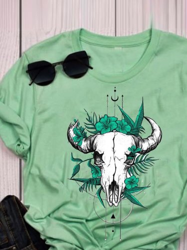 Green Cotton Vintage Floral Printed Shirts & Tops