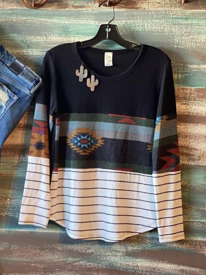 Vintage Floral-Print Shift Geometric Shirts & Tops