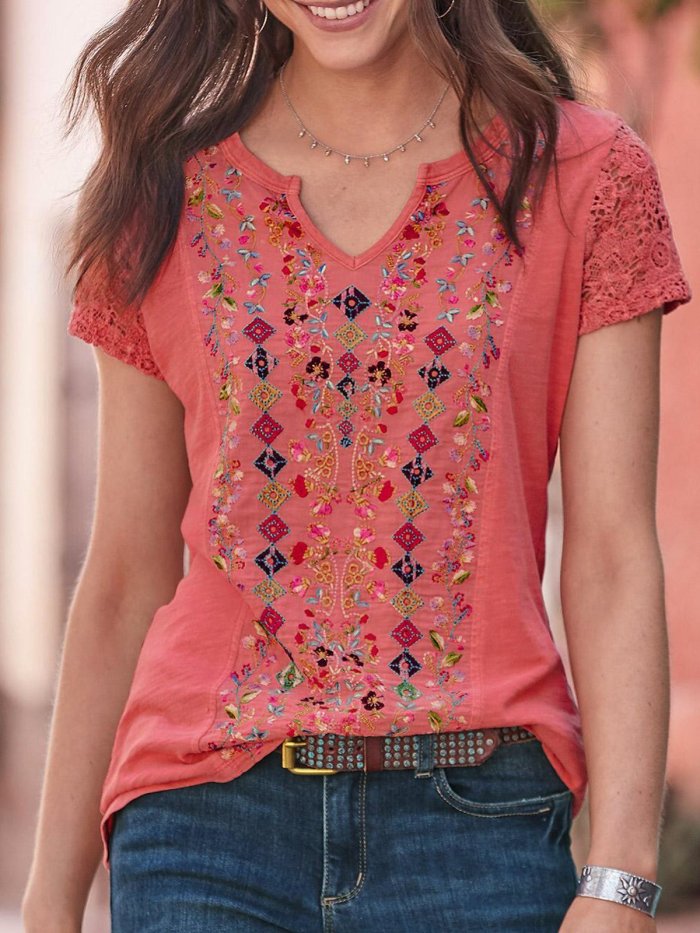 Short Sleeve Plain Crew Neck Shirts & Tops