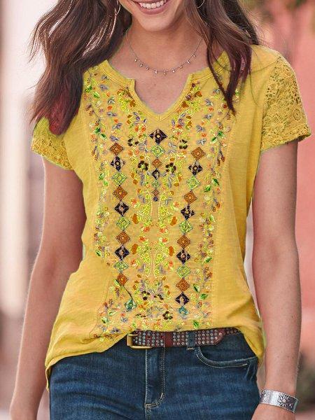 Short Sleeve Plain Crew Neck Shirts & Tops