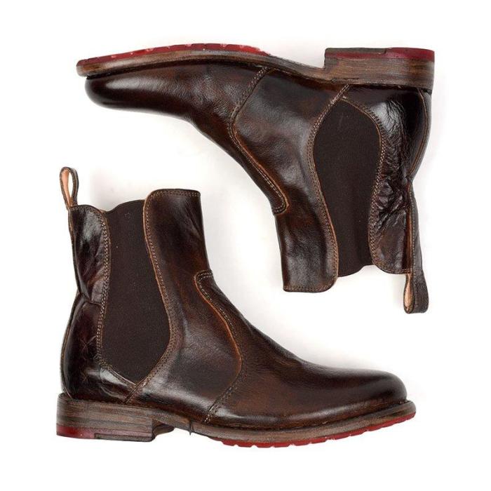 Women's Vintage Low Heel Plus Size Ankle Booties Slip-on Short Chelsea Boots