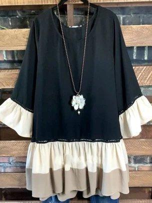 Crew Neck Casual Cotton-Blend Shirts & Tops