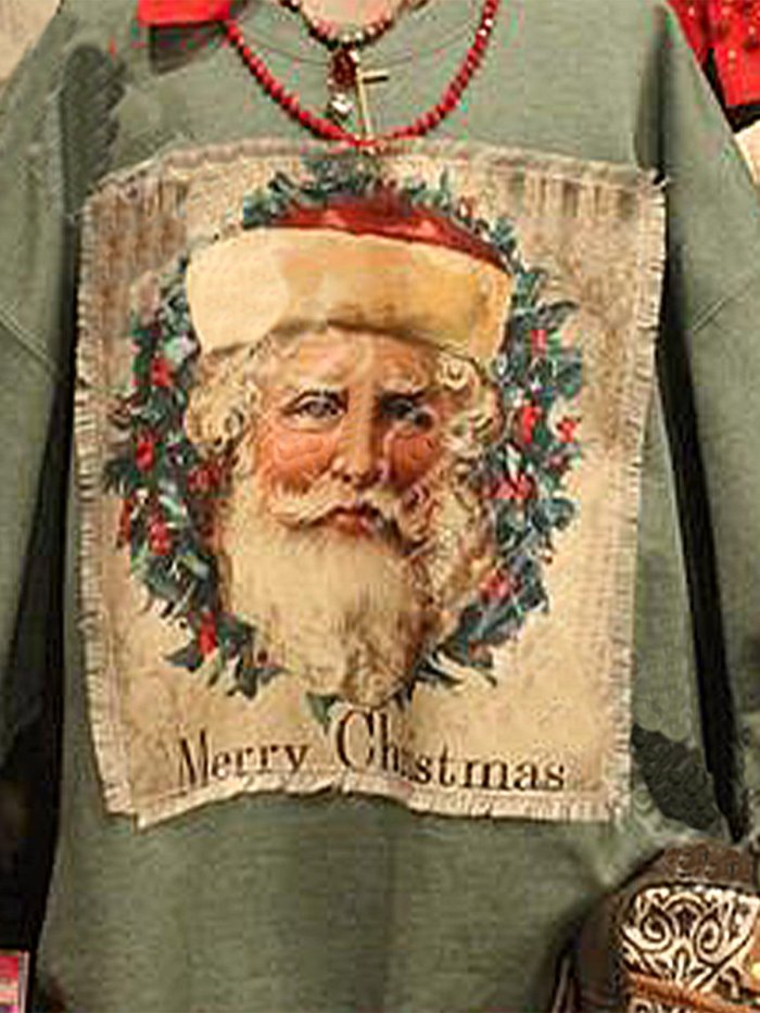 Christmas loose long sleeve printed sweatshirt